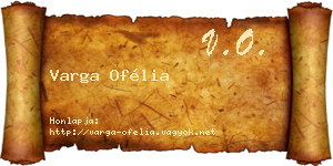 Varga Ofélia névjegykártya